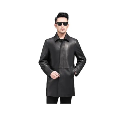 Devanro Куртка из натуральной кожи мужская черная