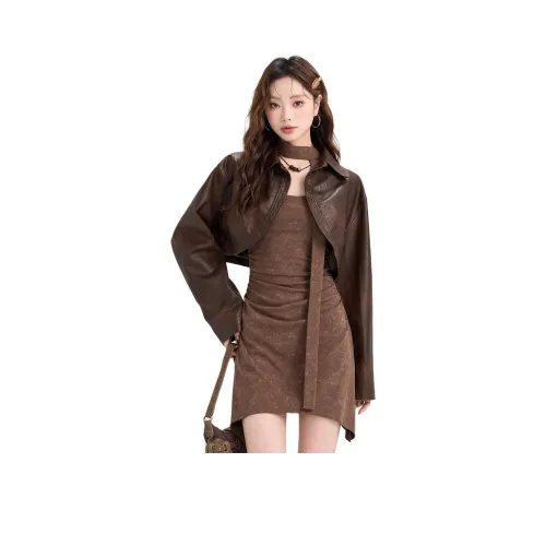 MENGXIAOQI Кофе Женские Комплекты с юбкой