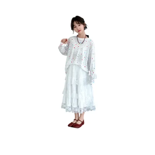 AIXINA Комплект Белый Топ + Белая Юбка Школьный Комплект с Юбкой