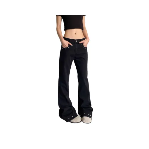 UNA RETA Черные Унисекс Джинсы