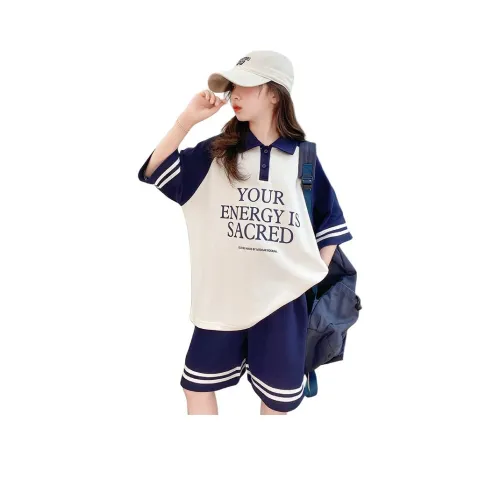 MY LITTLE PONY Повседневная Спортивная Одежда Белая T-рубашка + Темно-синие Шорты Детские