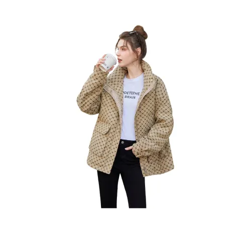 TOUCH Пуховик Женские Кофе Буква Клетка