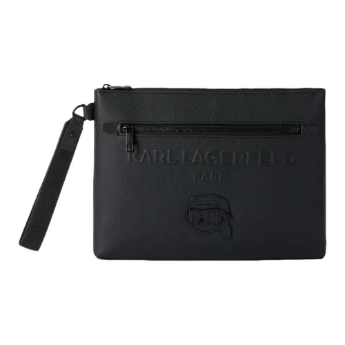 Karl Lagerfeld Коровья кожа с тканью клатч мужской черный