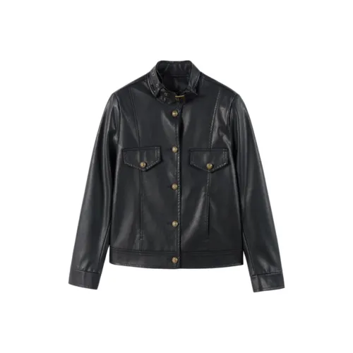 Yi Mengyuan Кожа Куртка Женская