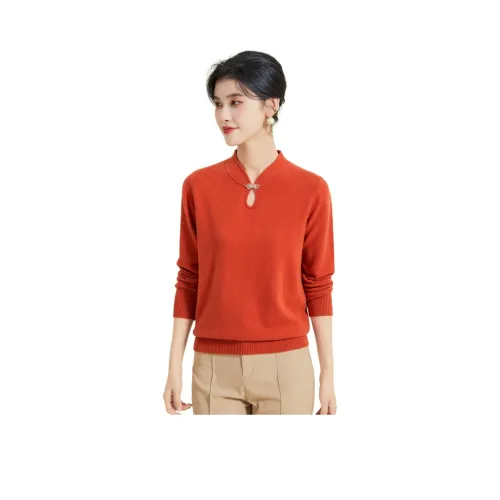 JINJU Свитер Женский Оранжевый Красный