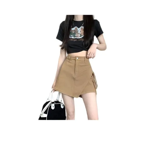 Genius Pooh Женское джинсовое платье Mock двухкомпонентное летнее с высокой талией облегающий крой для девушки с тонкой фигурой нерегулярная юбка брюки женские