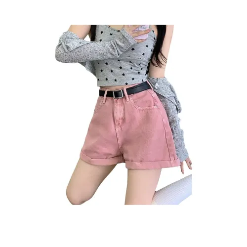 OMOIDAS Пурпурно-розовые Женские джинсовые шорты