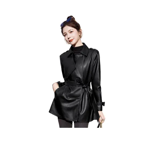 Yi Mengyuan Кожа Куртка Женская