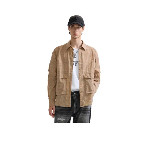 Cabbeen Хаки Мужские Рубашки