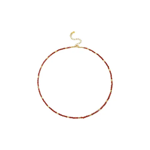NEVERFAR 18К золото покрытие медные ожерелья женские красный агат цвет