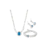 Аквамарин Secret Комплект (Ожерелье + Браслет + Пара Серьг)
