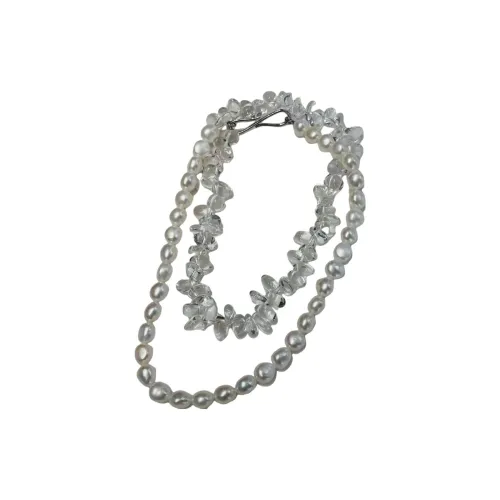 Softmountains Пресноводный жемчуг Crystal Necklaces Женское серебро