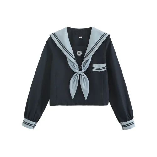 Luohua Candy Nara Вишня Темно-синий Длинный Sleeved Одиночная пара + Золотая рыбка Узел Женская униформа