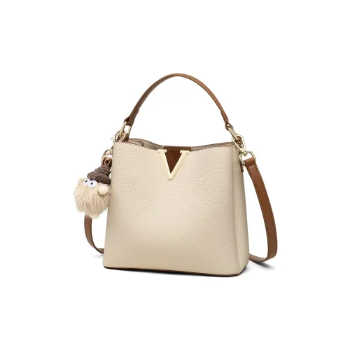 C°BANNER Коровья кожа Ведрообразная сумка Стандартная Женская Экрю