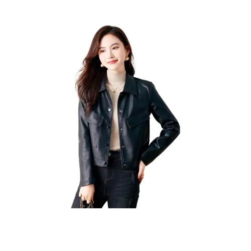 Yi Mengyuan Кожа Куртка Женская