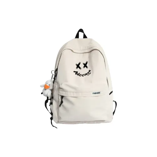 ADOONGA Nylon Backpack Unisex Black White ADOONGA Нейлон Рюкзак Унисекс Черный Белый