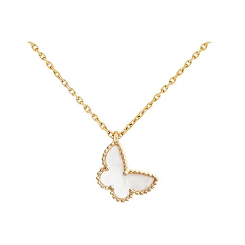 Van Cleef Arpels Alhambra Four Leaf Lucky Series Каратовое золото Ожерелья Женское Белое