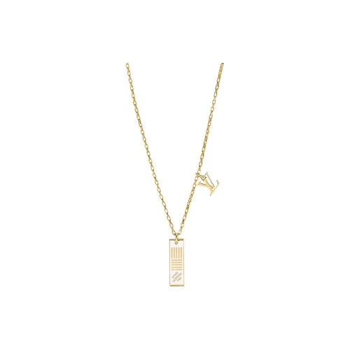 LOUIS VUITTON Damier Metal Necklaces Белое золото Мужской