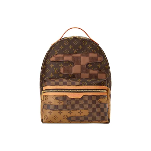 LOUIS VUITTON Nigo Collaboration Discovery Монограмма L Ландшафт Покрытый холст Рюкзак Маленький Мужской Коричневый