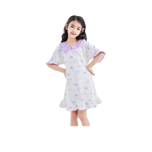 Deesha Ночная сорочка A Маленький Радужный С принтом на белом фоне Подростки