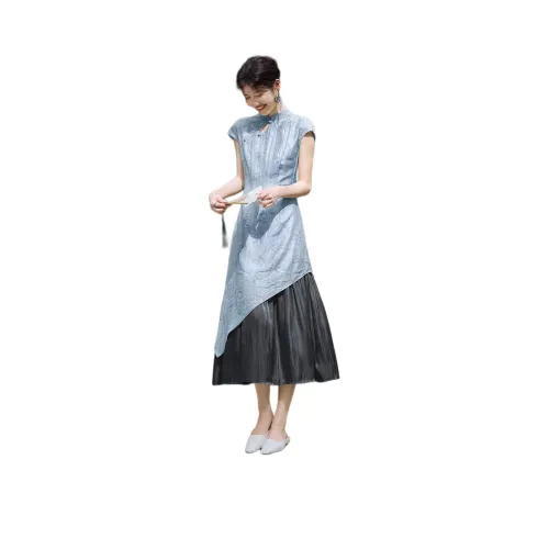 XWI Smoky Blue Женские Короткие Платья с Короткими Рукавами