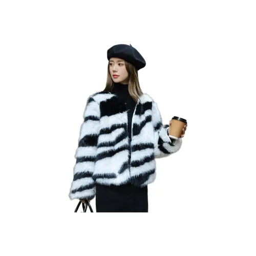 Emodues Вельвет Feel Пальто Женское с Зебровым Принтом
