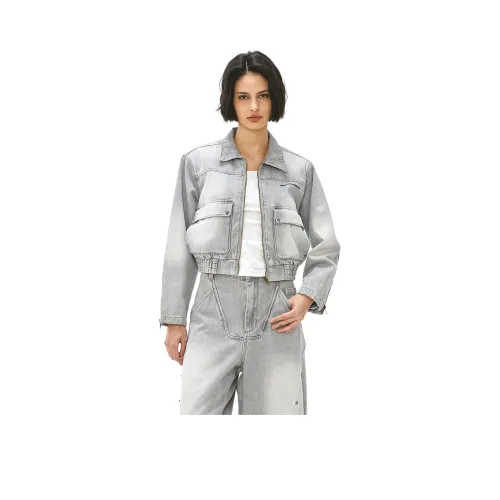 VANN VALRENCÉ Denim Jacket Women's Light Gray VANN VALRENCÉ Деним Куртка Женская Светло-Серый