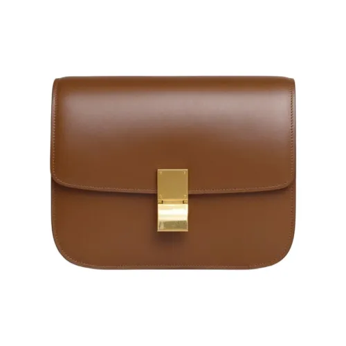 CELINE Классический Bo Полированный Коровья кожа Тофу Cube Сумка Сумки через плечо Сумка на плечо Средний Женский Конфетный Карамельный