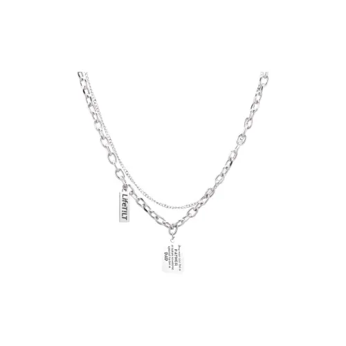 Kelanxi Титановые стальные ожерелья унисекс серебряные