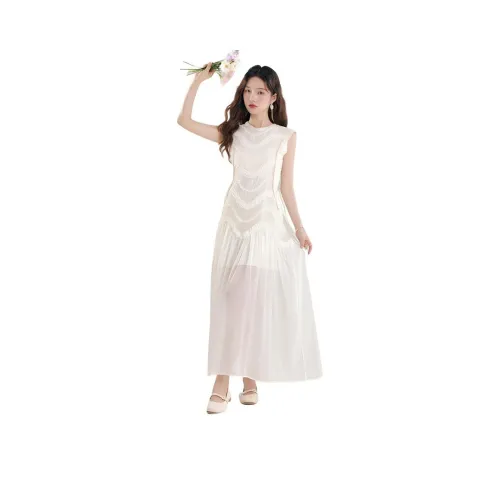 HTHK Абрикос Женские Платья без рукавов