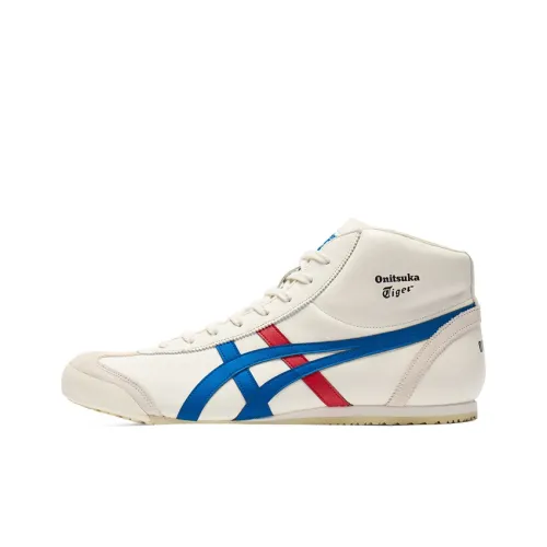 Onitsuka Tiger Mexico Mid Runner Устойчивый к истиранию MID Топ Casual Унисекс Бежевый Синий