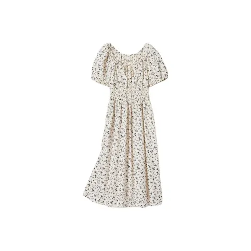 UNIQLO Короткий рукав платье женское цвет сливовый