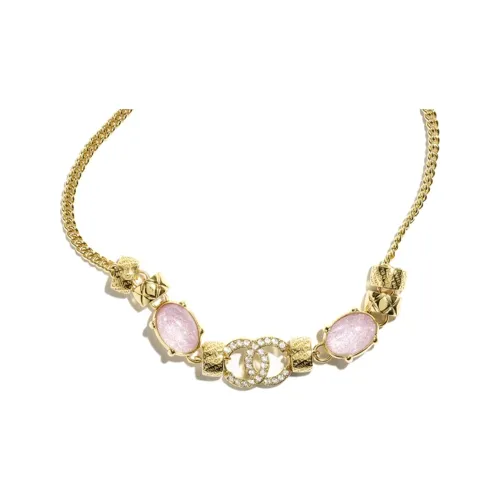 CHANEL 24P Металл Искусственный жемчуг Стразы Жемчужный Crystal Necklaces Женские Золотой