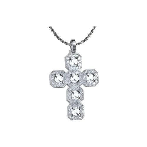 RAWNESS Титановая сталь Ожерелье Серебряное Полностью покрытый Бриллиантами Унисекс