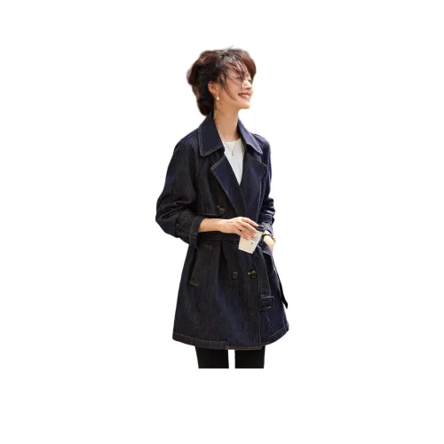 Mo Han Yi Mei Тренчкот Женские Оригинальный Джинсовый