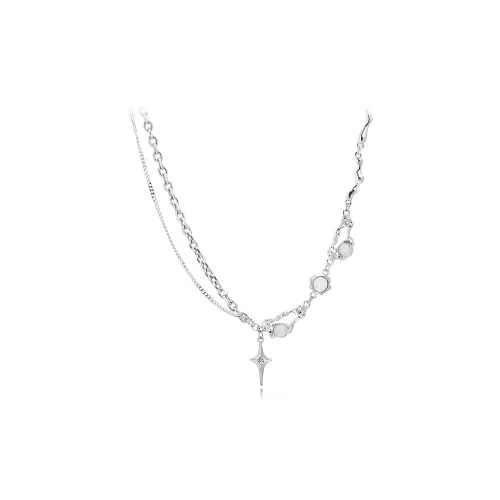 MUYAN Циркон Белый лунный свет Четырехконечная звезда Ожерелье Женское