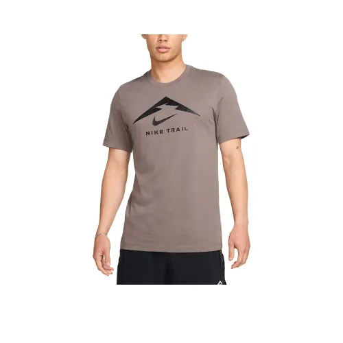 nike Dri Fit SS25 Мужская Трейл Бег Т-Рубашка Т-Рубашка Мужская Серый Коричневый