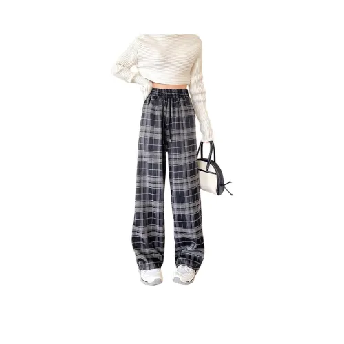MUCCHIC Черно-серая клетка Женские Повседневные брюки