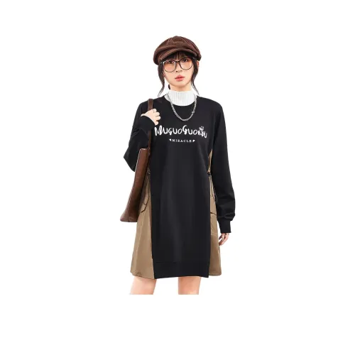 MUGUOGUOMU Длинное платье с длинными рукавами женское