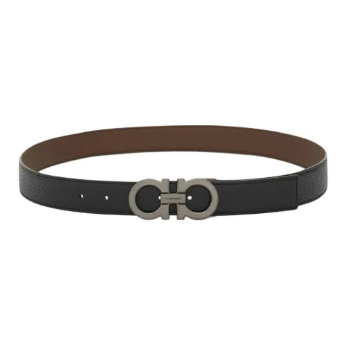 FERRAGAMO Телячья кожа Кожаные ремни Мужской Черный Hickory 3 см