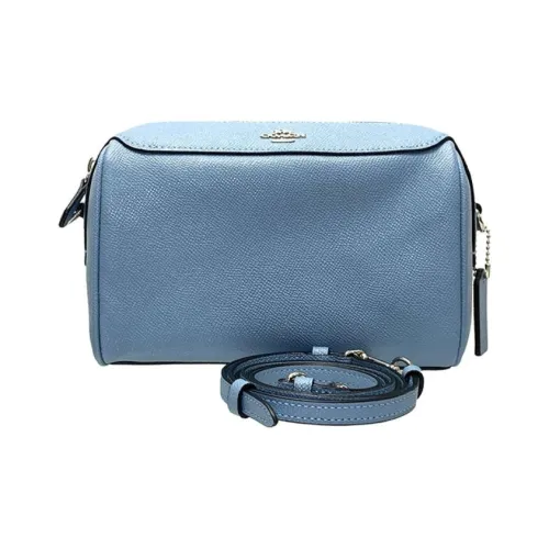 COACH Bennett Крестообразная текстура Кожа Бостонская сумка Сумка через плечо Маленькая Женская Holy Святой Грааль синий