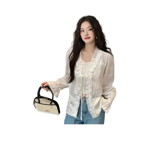 Wbwq Белый Женские Шифоновые Рубашки