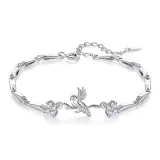 Синий браслет с эвкалиптом и птицей