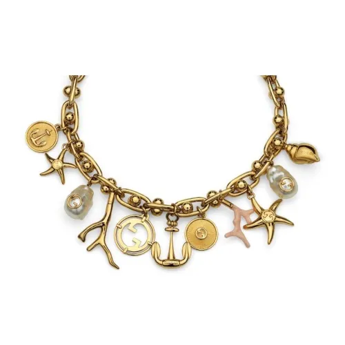 GUCCI Латунь Смола Жемчужные ожерелья Унисекс Золото