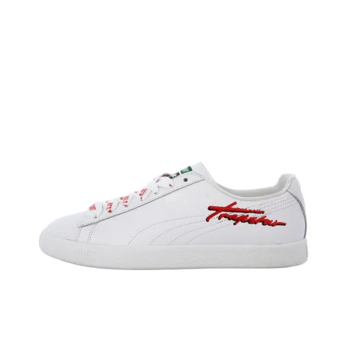 Trapstar X PUMA Clyde Устойчивые к истиранию низкие скейтбординговые кроссовки Мужские Белые