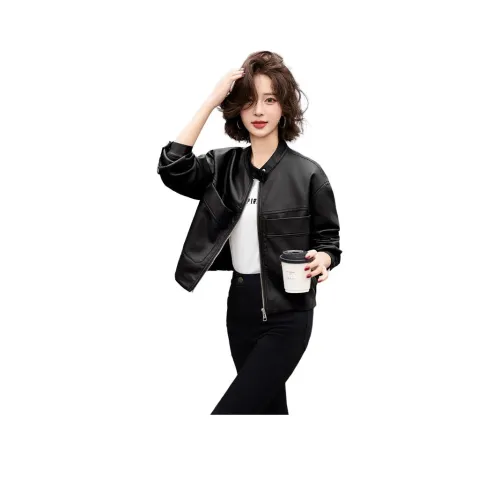 Yi Mengyuan Кожа Куртка Женская