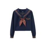 Темно-синий, синий, чай, перо, длинный рукав, топ (с подарками кофе, цвет золотая рыбка, арочный)