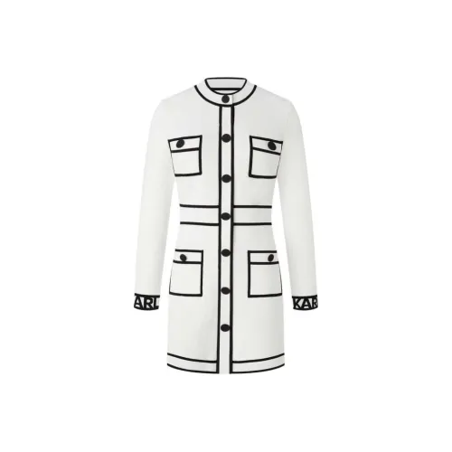 Karl Lagerfeld Длинное платье с длинными рукавами женское белое