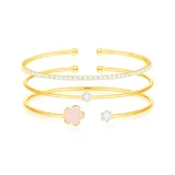 Розовый клевер четырехлистный, многослойность, набор из трех предметов