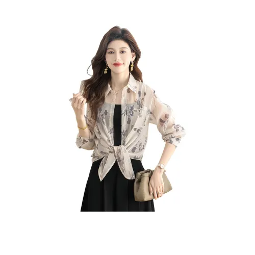 Cypress House Рубашка Женская Абрикосовая Чернильный Цветочный